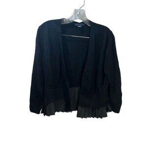 Black‎ Pleated Bottom Open Blazer Cardigan Medium